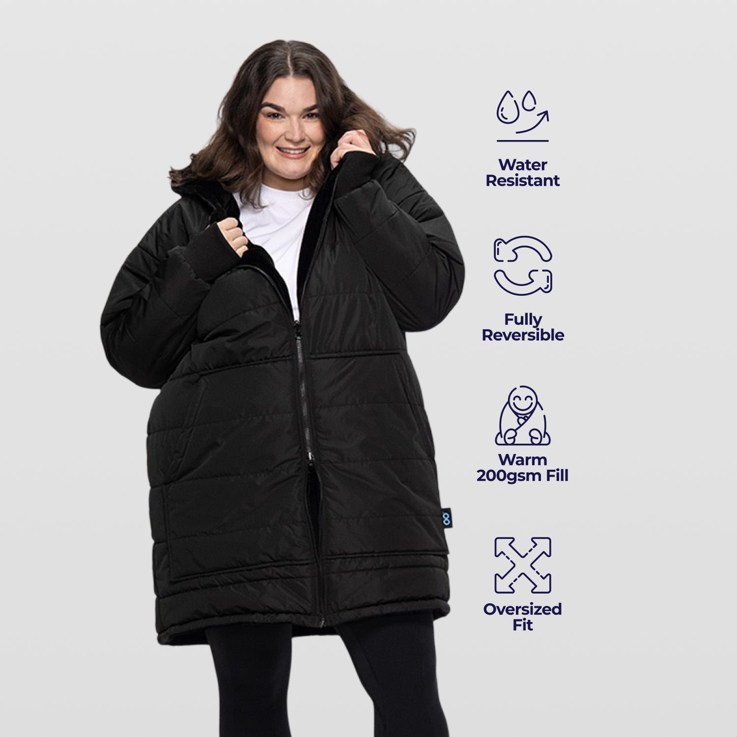 Black Zip Long Puffer Jacket – The Oodie Canada