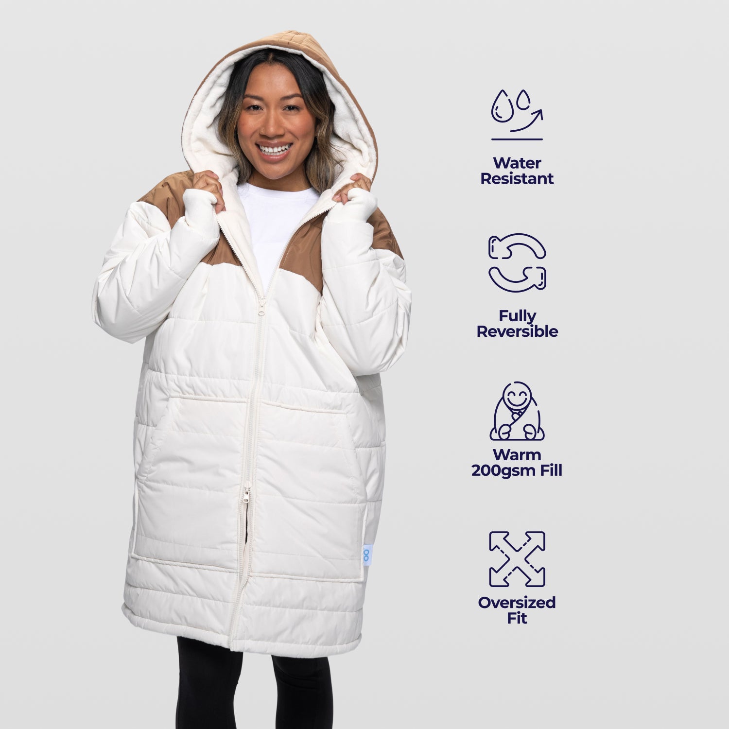 Off White Splice Long Puffer Jacket – The Oodie Canada