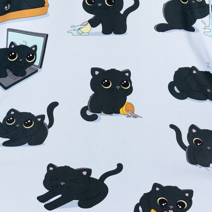 Black Cat Oodie Sleep Tee