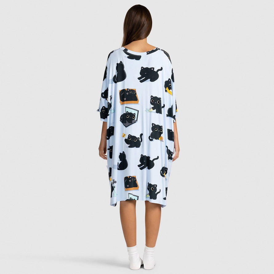 Black Cat Oodie Sleep Tee
