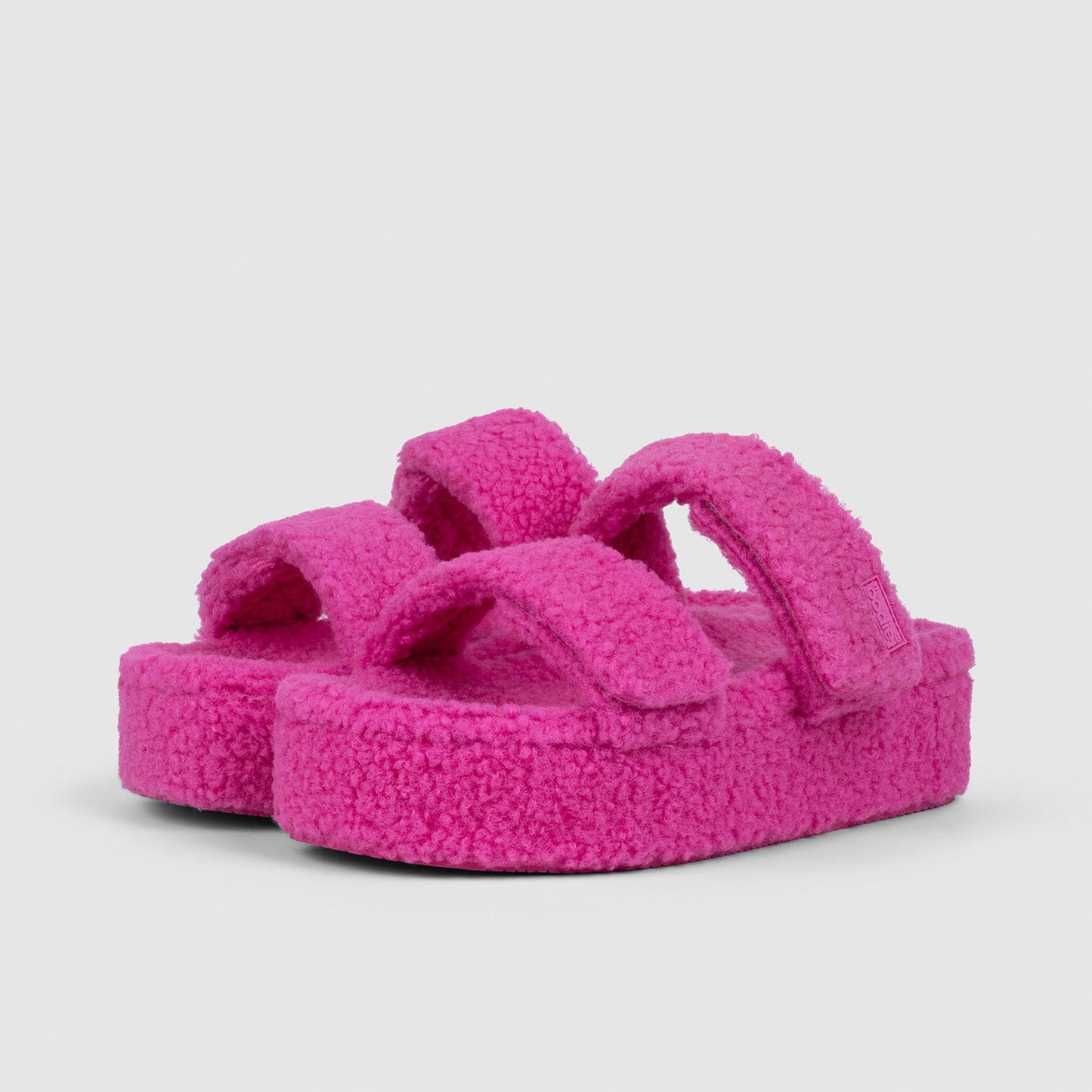 Pink Two Strap Sherpa Platform