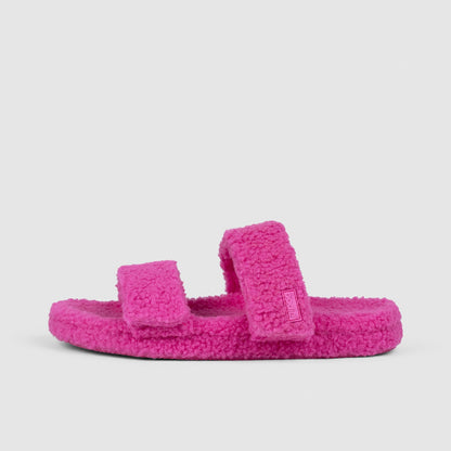 Pink Two Strap Sherpa Slide