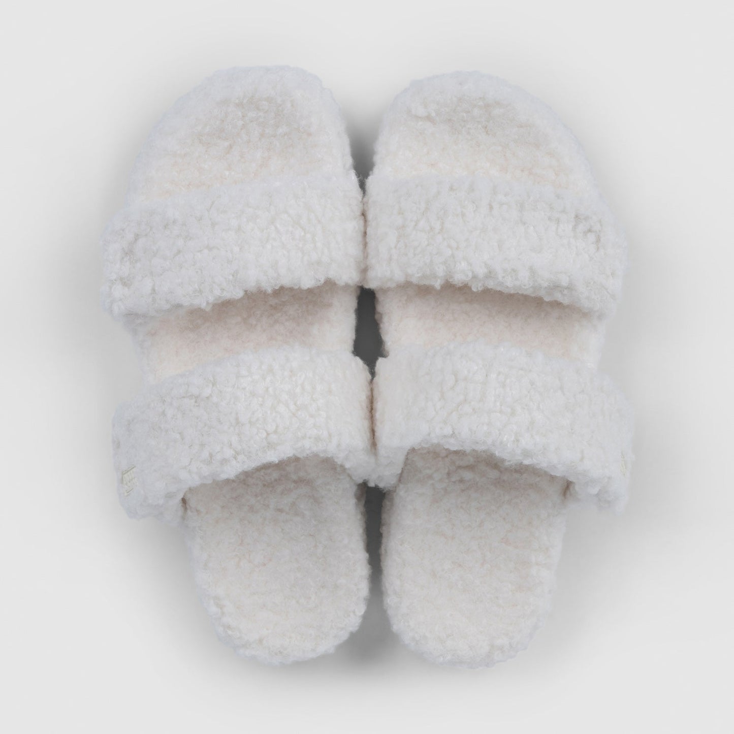 White Two Strap Sherpa Slide