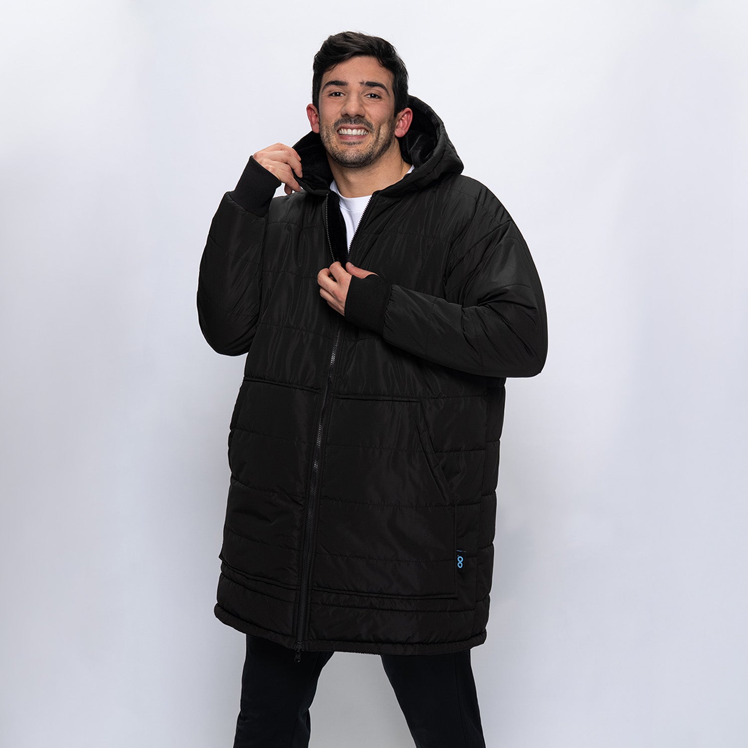 Black Zip Long Puffer Jacket – The Oodie Canada
