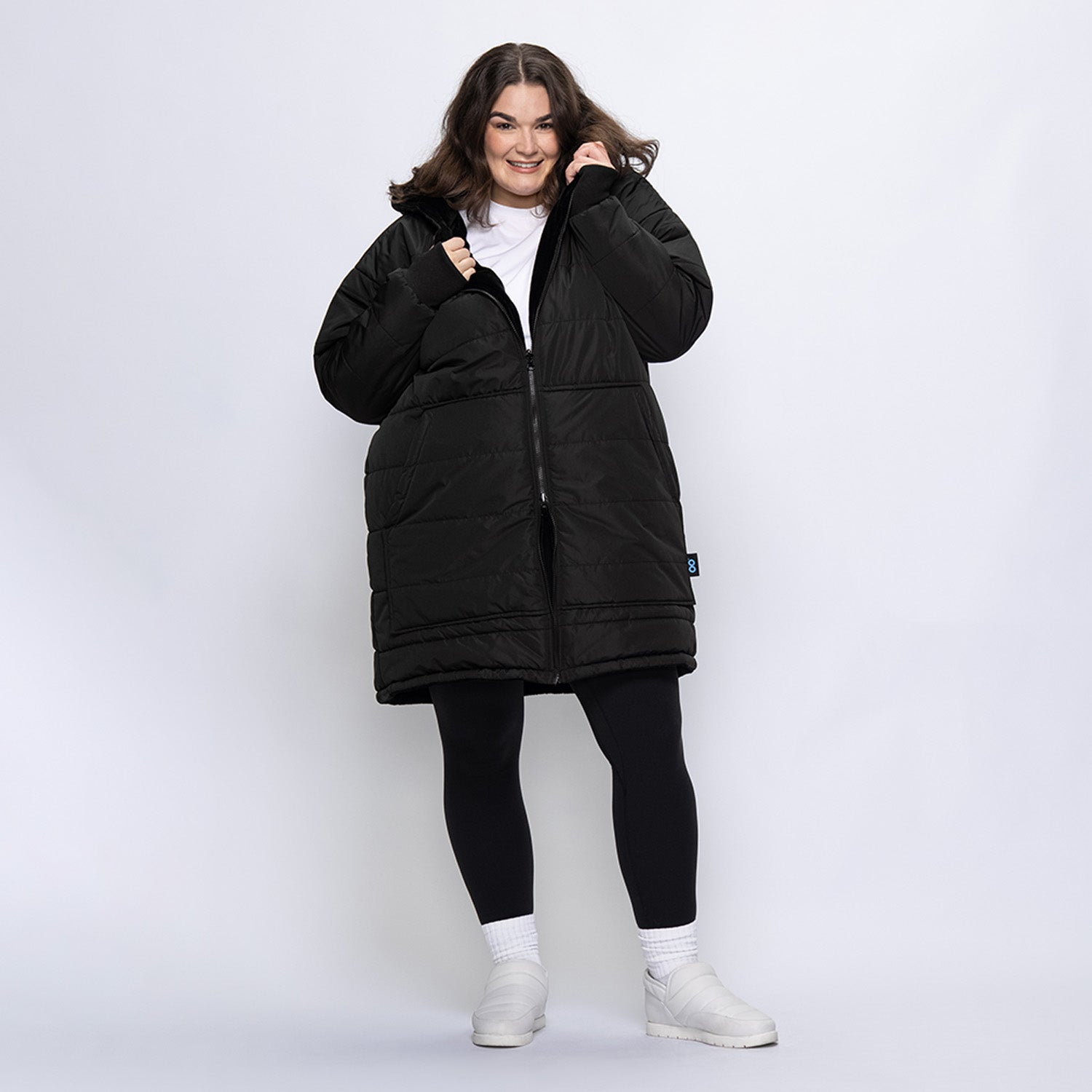 Black Zip Long Puffer Jacket – The Oodie Canada