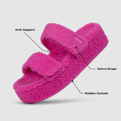 Pink Two Strap Sherpa Platform