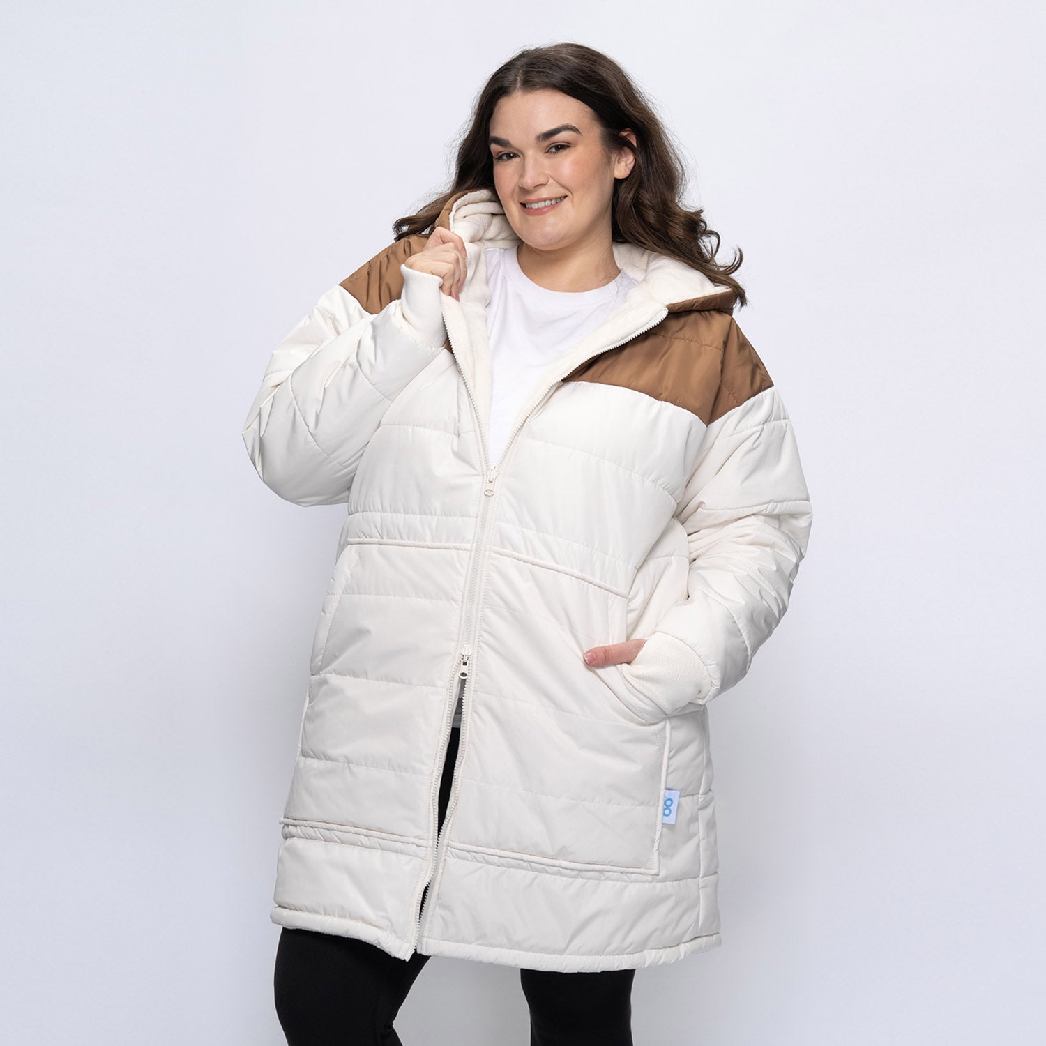 Off White Splice Long Puffer Jacket – The Oodie Canada