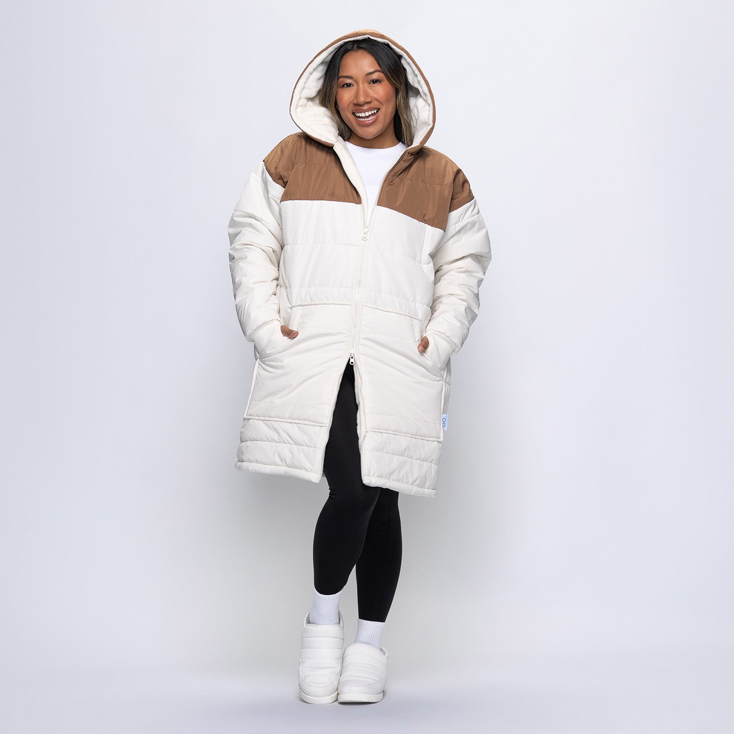 Off White Splice Long Puffer Jacket – The Oodie Canada