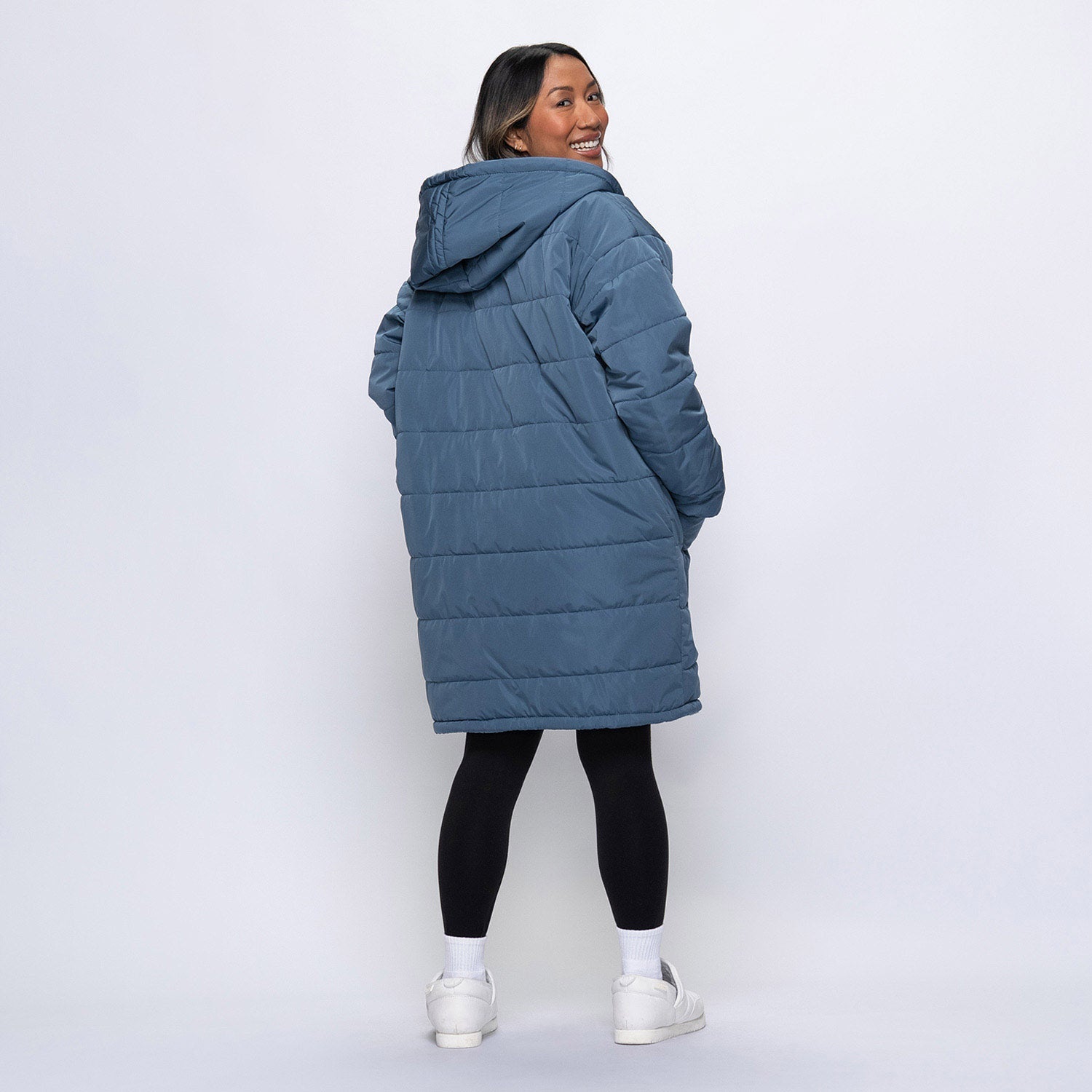 Steel Blue Long Puffer Jacket – The Oodie Canada