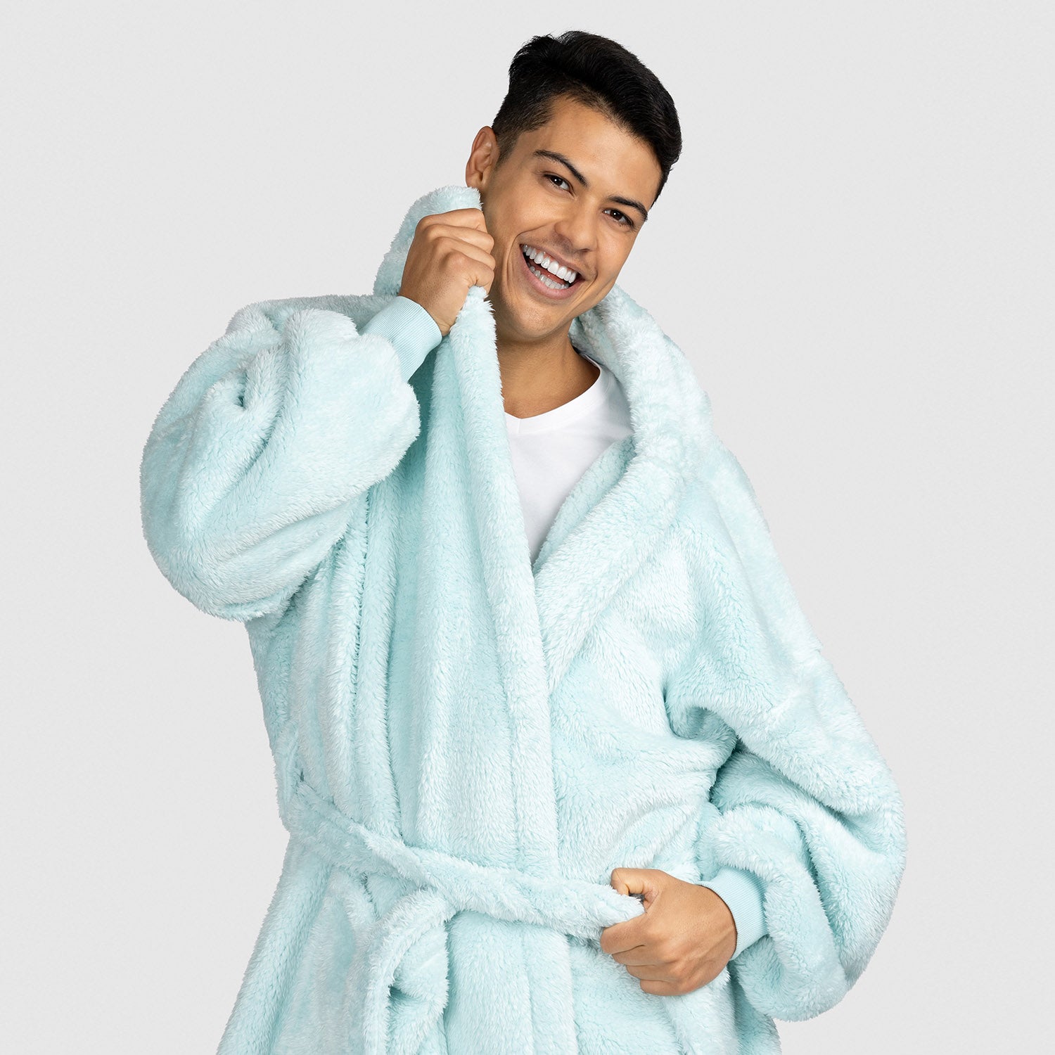 Blue fluffy dressing gown hotsell