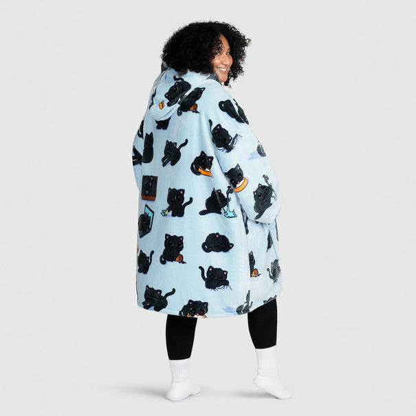 Yoga Cat Wearable Blanket Hoodie for Adults
